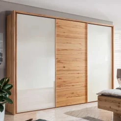 Hot Wohnen Schwebetürenschrank in Kernbuche & Beige - Krofun