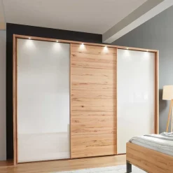 Hot Wohnen Schwebetürenschrank in Kernbuche & Beige - Krofun