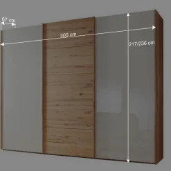 Hot Wohnen Schwebetürenschrank in Kernbuche & Beige - Krofun