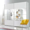 New Wohnen Schwebetürenschrank in Weiß mit Spiegel - Juleste