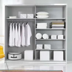 New Wohnen Schwebetürenschrank in Weiß mit Spiegel - Juleste