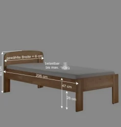 Best Wohnen Senioren-Einzelbett aus Wildeiche Massivholz - Issiaco