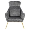 Best Wohnen Sessel in Grau Samtvelours & Messing Metall - Henrics