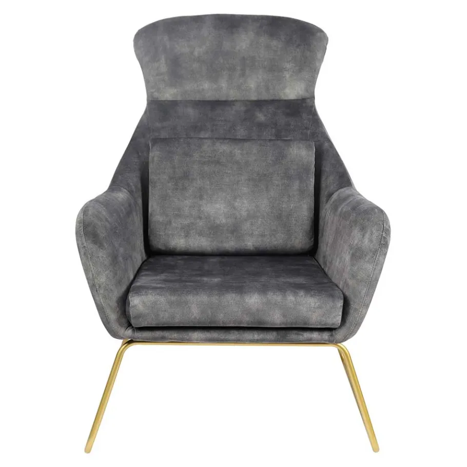 Best Wohnen Sessel in Grau Samtvelours & Messing Metall - Henrics