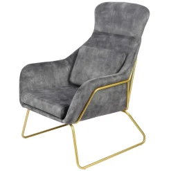 Best Wohnen Sessel in Grau Samtvelours & Messing Metall - Henrics