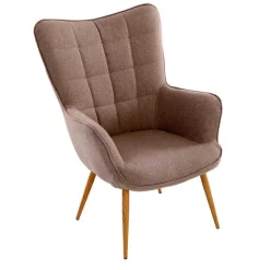 Outlet Wohnen Sessel mit Fußhocker in Beige - Trees (zweiteilig)