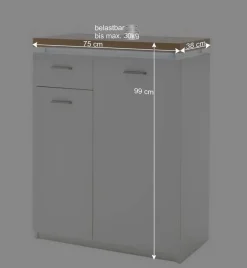 Hot Wohnen Set Dielen Möbel Kombi mit LED - Nusenia (fünfteilig)