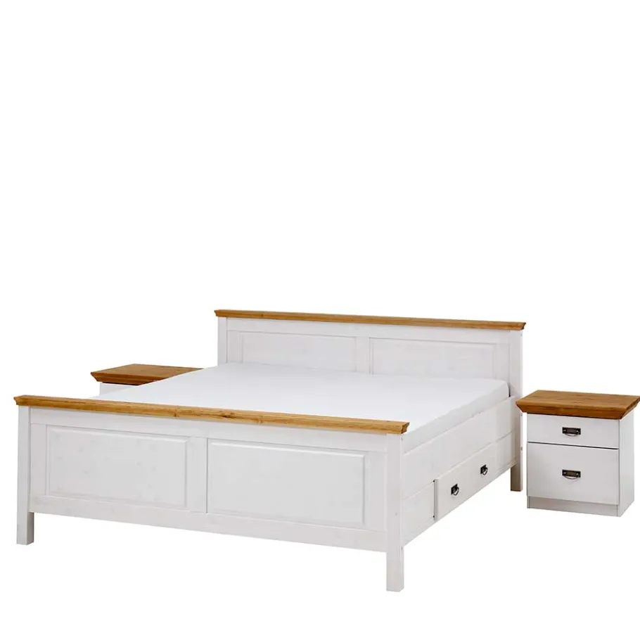 Best Wohnen Set Landhausbett & Nachtschränke - Sibiuta (dreiteilig)