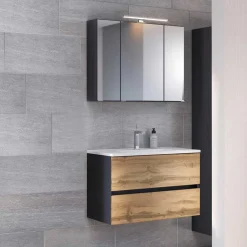 Clearance Wohnen Set Waschplatz mit LED Spiegelschrank - Endely (zweiteilig)