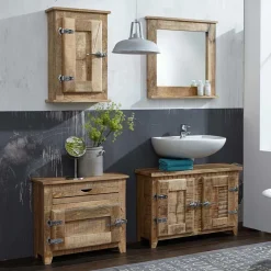 Clearance Wohnen Shabby Bad Möbel aus Holz - Suennas (vierteilig)