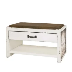 Clearance Wohnen Shabby Chic Bank in Weiß & Braun - Beat