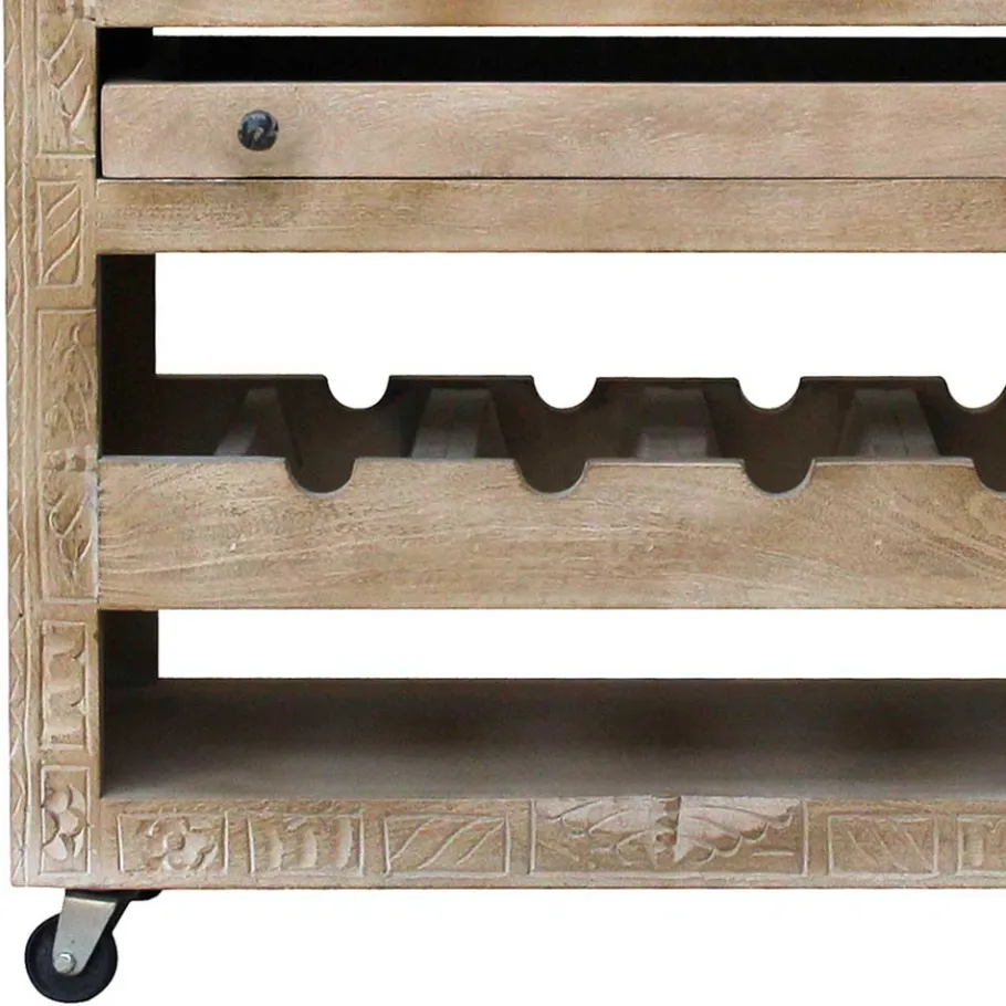 Discount Wohnen Shabby Chic Küchenwagen aus Holz Grey Wash - Abid