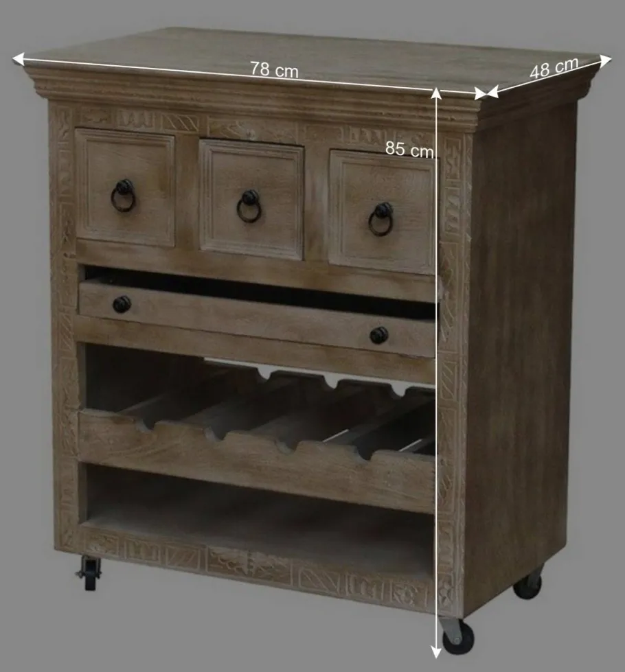 Discount Wohnen Shabby Chic Küchenwagen aus Holz Grey Wash - Abid