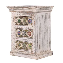 Clearance Wohnen Shabby Chic Nachtkommode in Antikweiß - Mirell