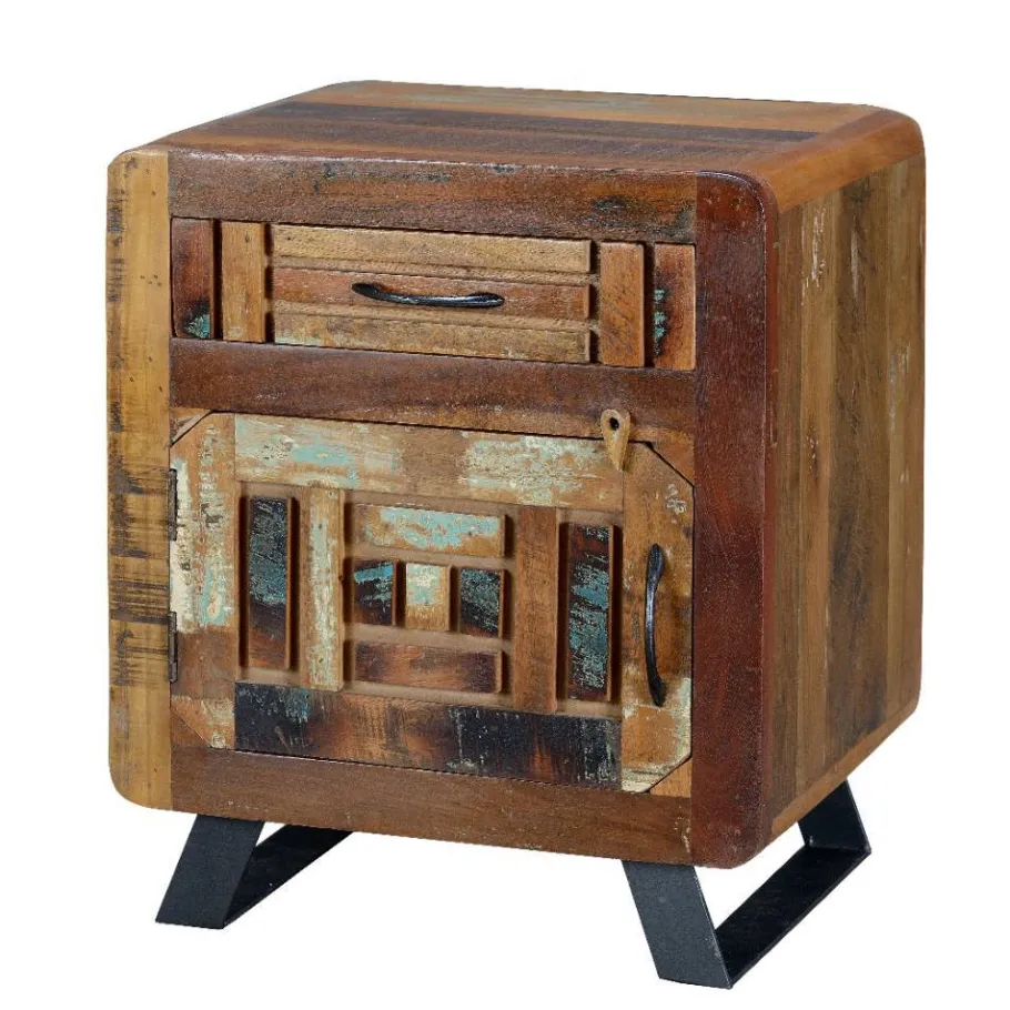 Outlet Wohnen Shabby Chic Nachtkommode aus Recyclingholz - Tunar