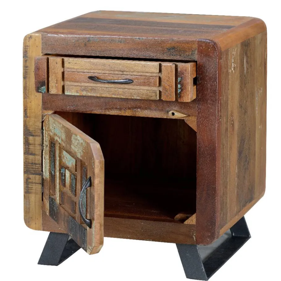 Outlet Wohnen Shabby Chic Nachtkommode aus Recyclingholz - Tunar
