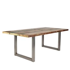 New Wohnen Shabby Chic Recyclingholz Tisch Formosia mit Stahl Bügelgestell