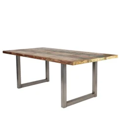 New Wohnen Shabby Chic Recyclingholz Tisch Formosia mit Stahl Bügelgestell