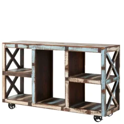 Discount Wohnen Shabby Chic Regal auf Industry Style Metall Rädern - Folivia