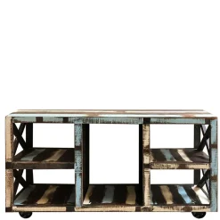 Discount Wohnen Shabby Chic Regal auf Industry Style Metall Rädern - Folivia