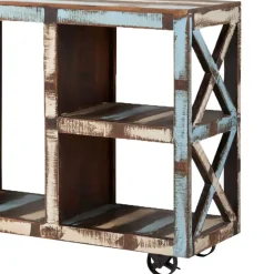 Discount Wohnen Shabby Chic Regal auf Industry Style Metall Rädern - Folivia