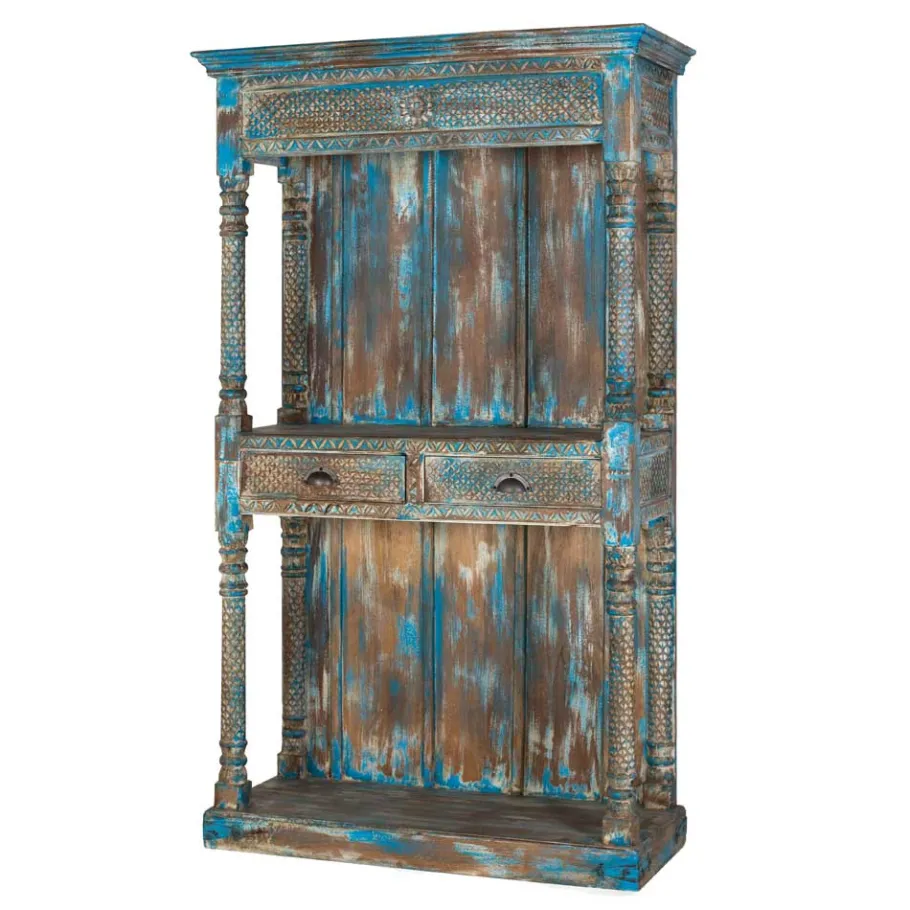 Discount Wohnen Shabby Chic Regal in unregelmäßgem Blau lackiert - Emrene