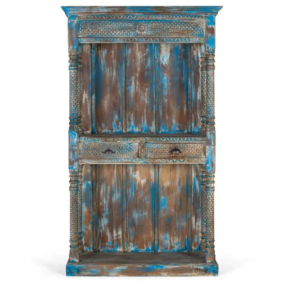 Discount Wohnen Shabby Chic Regal in unregelmäßgem Blau lackiert - Emrene