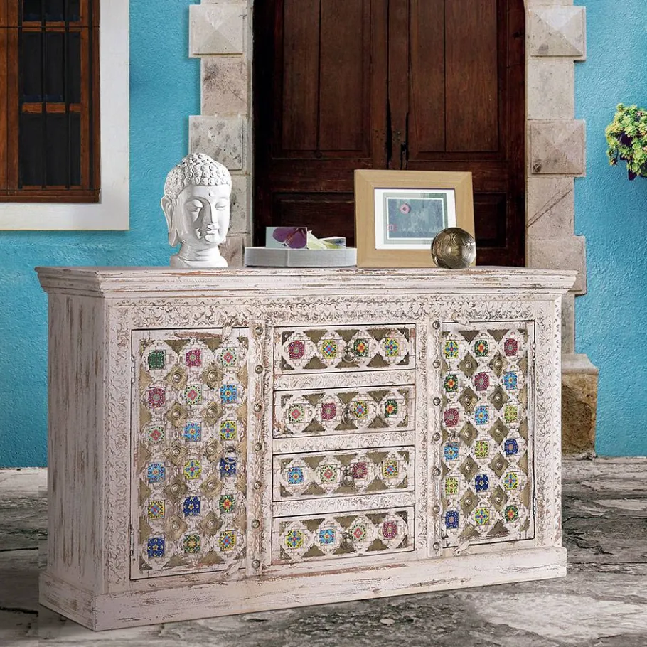 Discount Wohnen Shabby Chic Sideboard in Antikweiß - Mirell