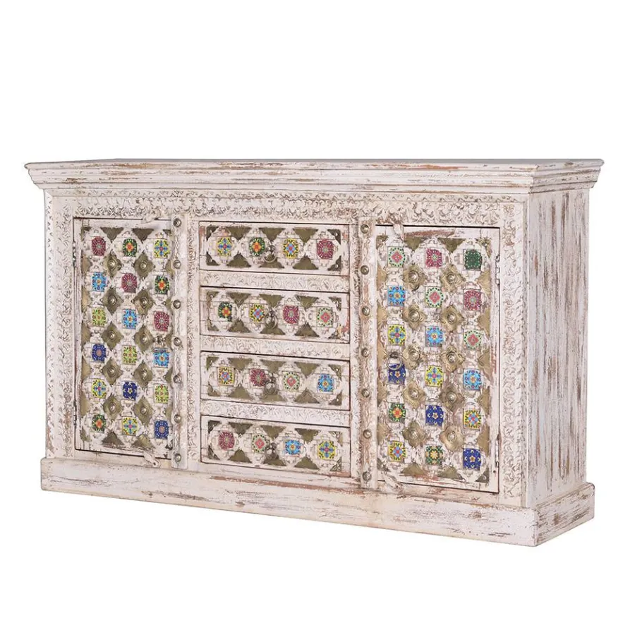 Discount Wohnen Shabby Chic Sideboard in Antikweiß - Mirell