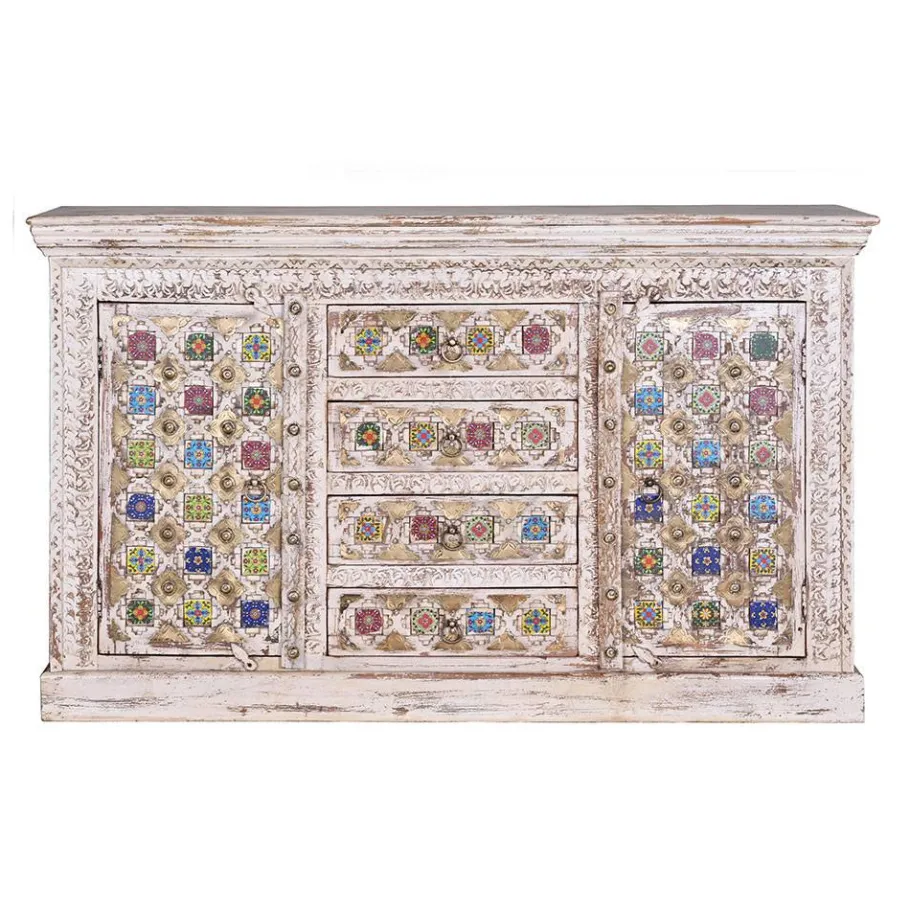 Discount Wohnen Shabby Chic Sideboard in Antikweiß - Mirell