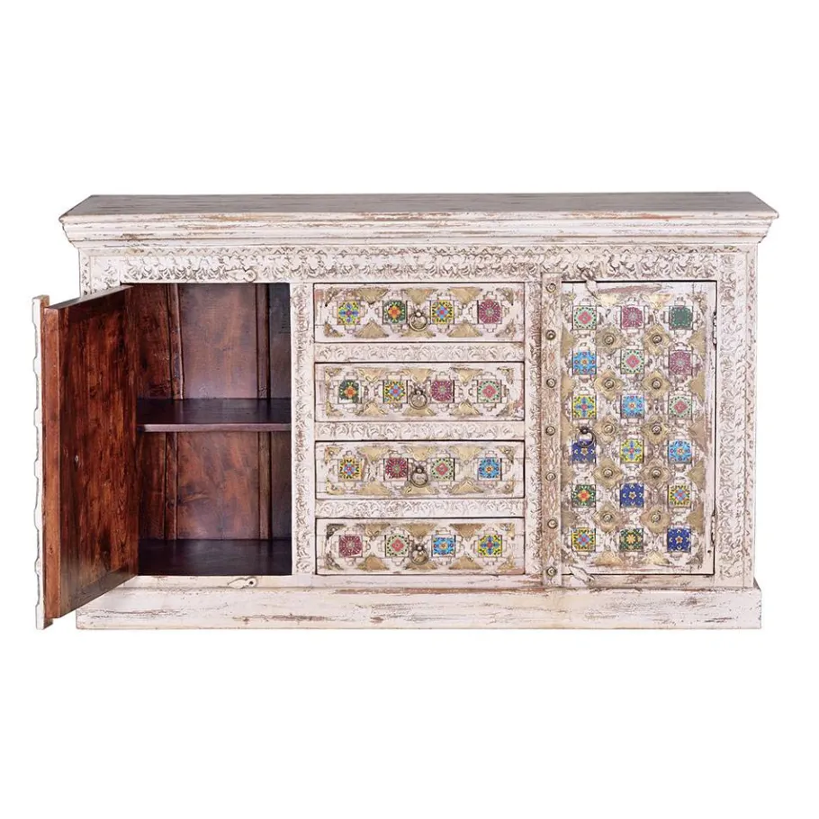 Discount Wohnen Shabby Chic Sideboard in Antikweiß - Mirell