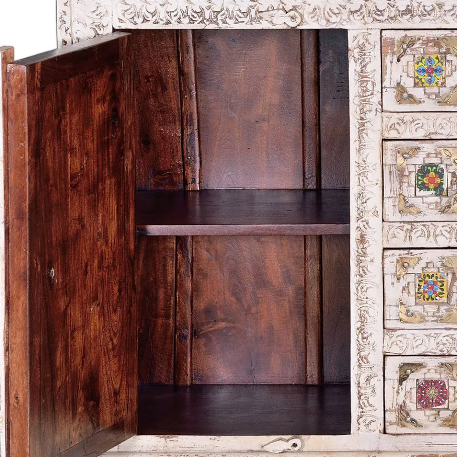 Discount Wohnen Shabby Chic Sideboard in Antikweiß - Mirell