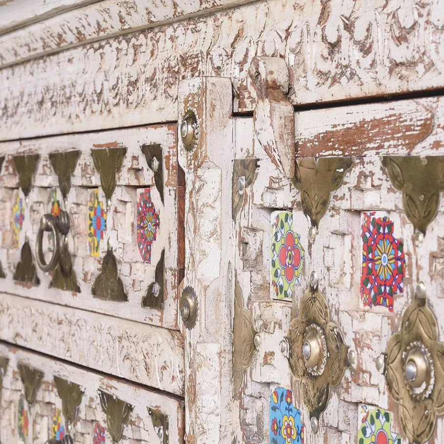 Discount Wohnen Shabby Chic Sideboard in Antikweiß - Mirell