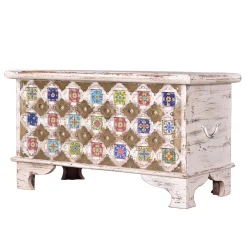 Wohnen Shabby Chic Truhe in Antikweiß - Mirell