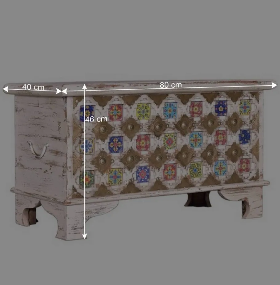 Wohnen Shabby Chic Truhe in Antikweiß - Mirell