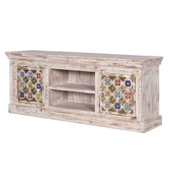 Discount Wohnen Shabby Chic TV Lowboard in Antikweiß - Mirell