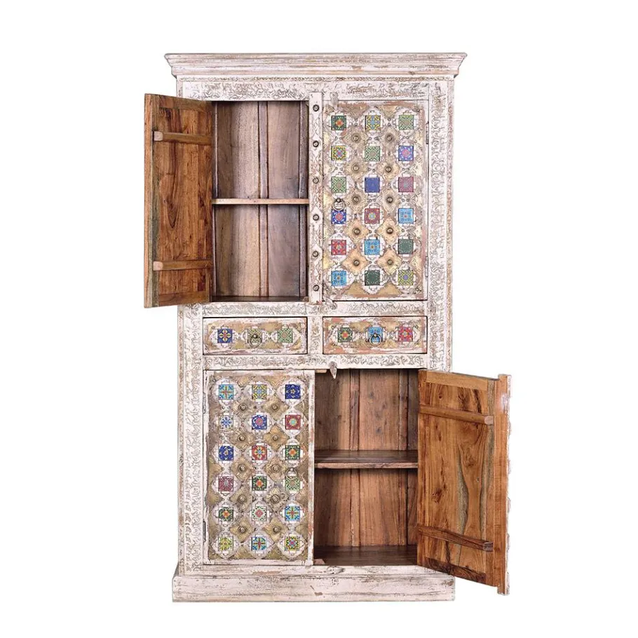 Discount Wohnen Shabby Chic Wohnzimmerschrank in Antikweiß - Mirell