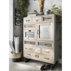 New Wohnen Shabby Design Highboard aus Recyclingholz - Nuro