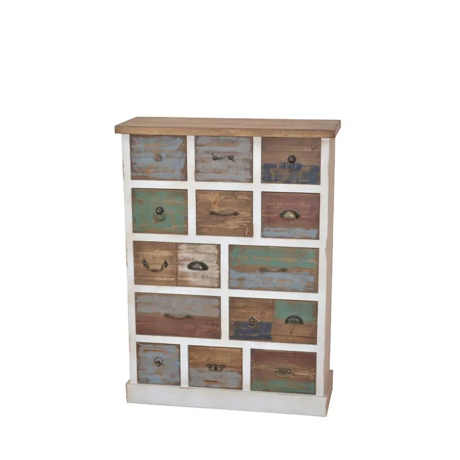 Discount Wohnen Shabby Design Kommode Leona in Weiß Bunt