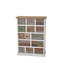 Discount Wohnen Shabby Design Kommode Leona in Weiß Bunt
