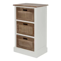 New Wohnen Shabby Nachtkommode Benet in Weiß Holz