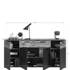 Best Wohnen Sideboard & zwei Vitrinenschränke Set - Lucios (dreiteilig)