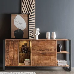 Clearance Wohnen Sideboard aus Recyclingholz Mango & Metall - Acira