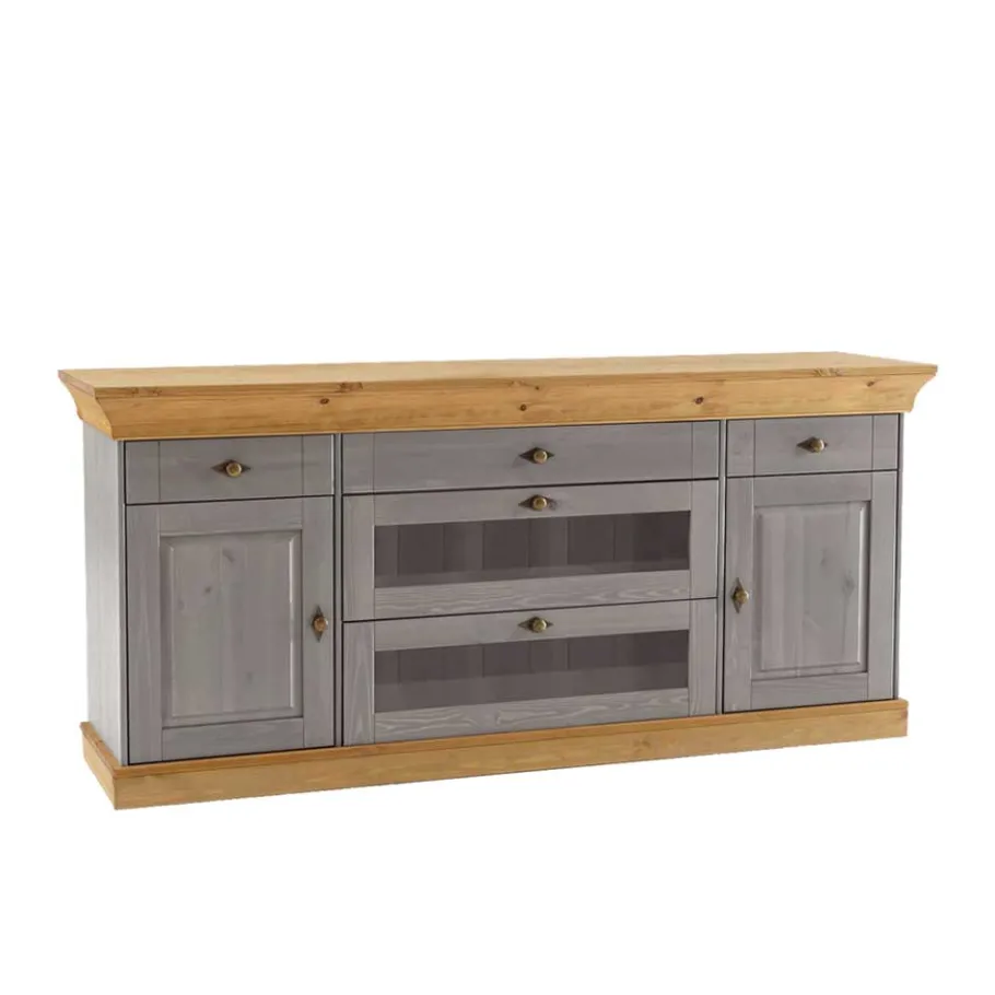 New Wohnen Sideboard Cempino in Grau Kiefer teilmassiv