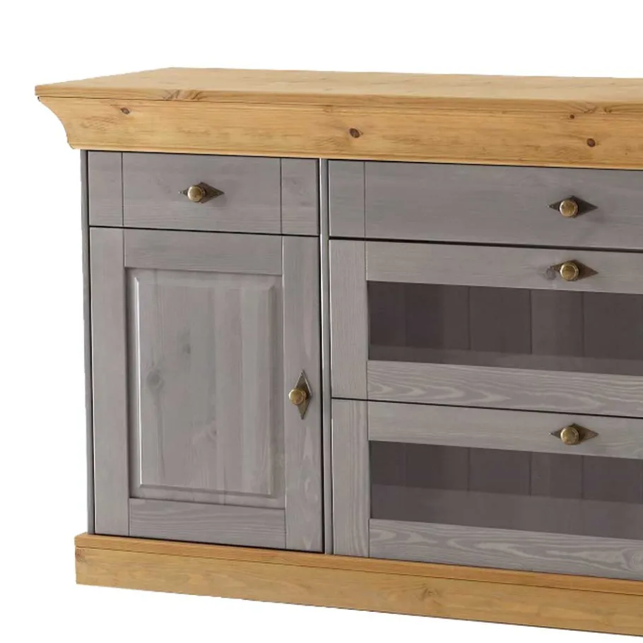 New Wohnen Sideboard Cempino in Grau Kiefer teilmassiv