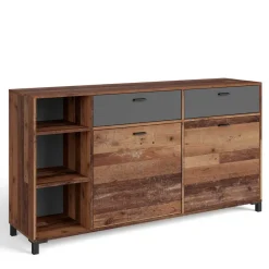 Best Wohnen Sideboard in Altholz Optik & Anthrazit - Bosco