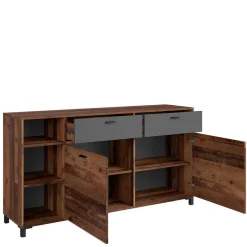 Best Wohnen Sideboard in Altholz Optik & Anthrazit - Bosco