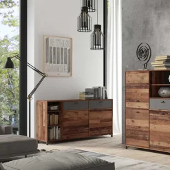 Best Wohnen Sideboard in Altholz Optik & Anthrazit - Bosco