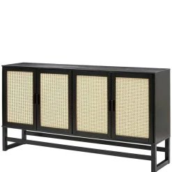 Online Wohnen Sideboard in Dunkelbraun mit Wiener Geflecht - Santiana