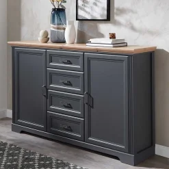 Discount Wohnen Sideboard in Dunkelgrau und Eiche - Joe
